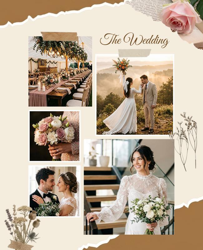 Elegant Outdoor Wedding Ceremony Photo Collage Poster Template
