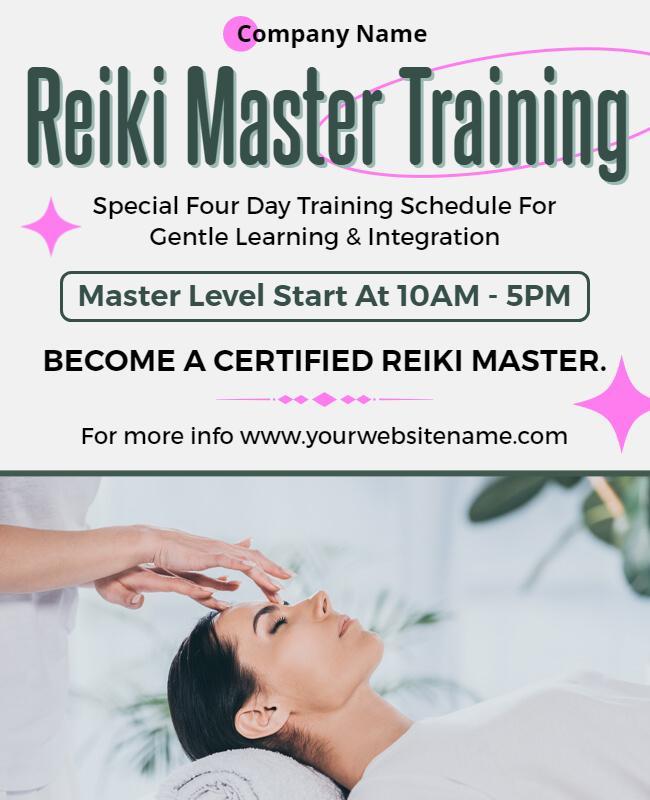 Elegant Pastel Reiki Master Training Certification Flyer Template