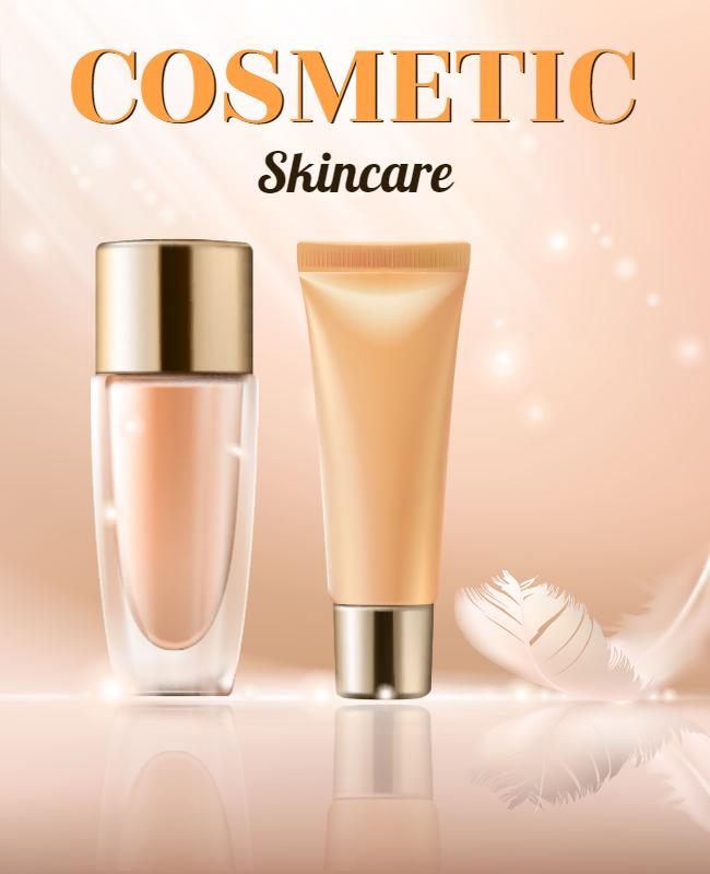 Elegant Peach Cosmetic Skincare Product Display Poster Template