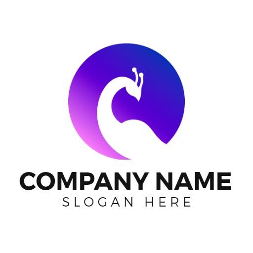 Elegant Peacock Design Featuring Purple Gradient Logo Template