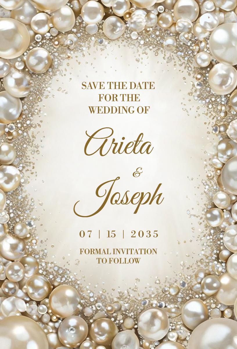Elegant Pearl Accents Save The Date Wedding Invitation Template