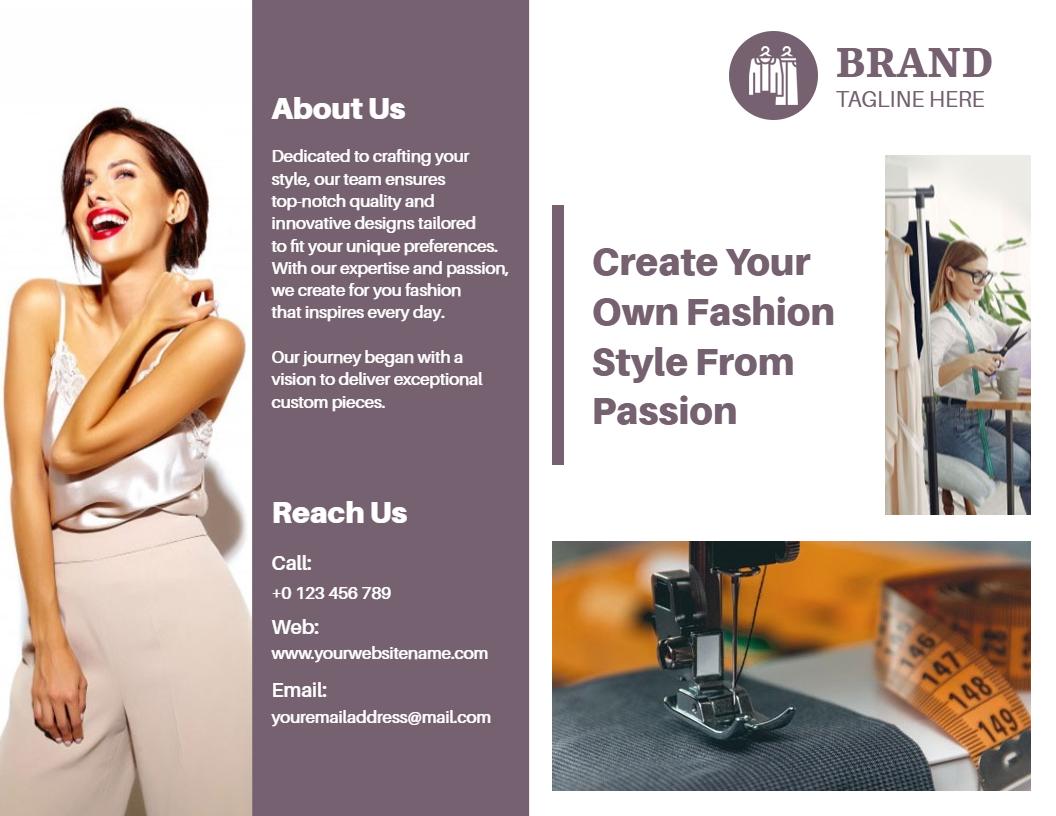 Elegant Personal Style Fashion Design Services Brochure Template