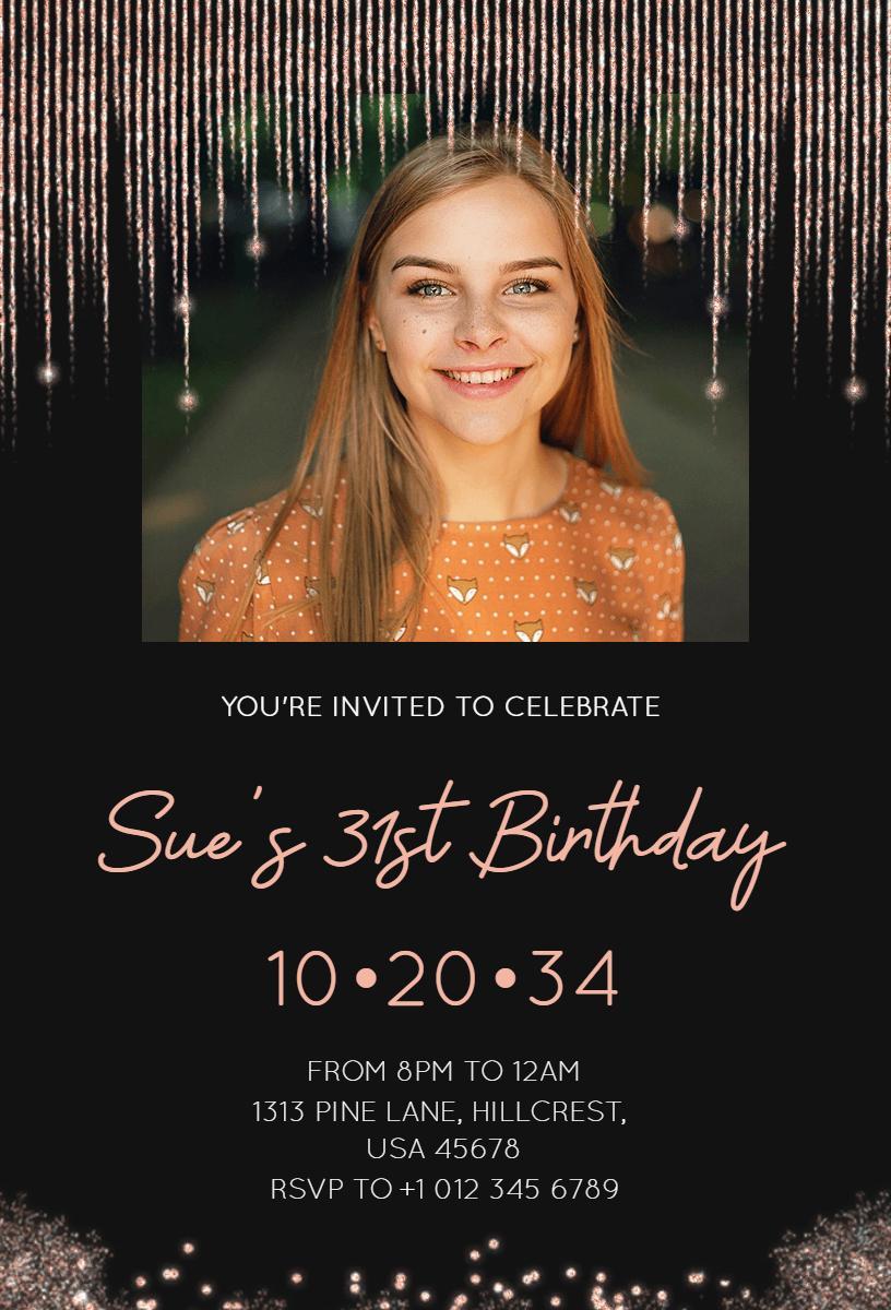 Elegant Photo Birthday Celebration Invitation Template