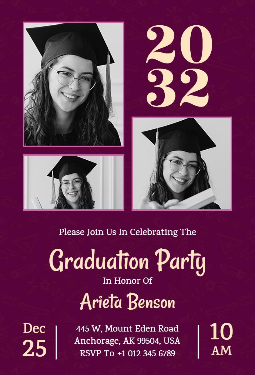 Elegant Photo Graduation Celebration Party Invitation Template