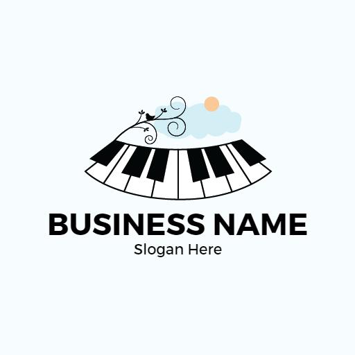Elegant Piano Design with Nature Elements and Artistic Flair Logo Template