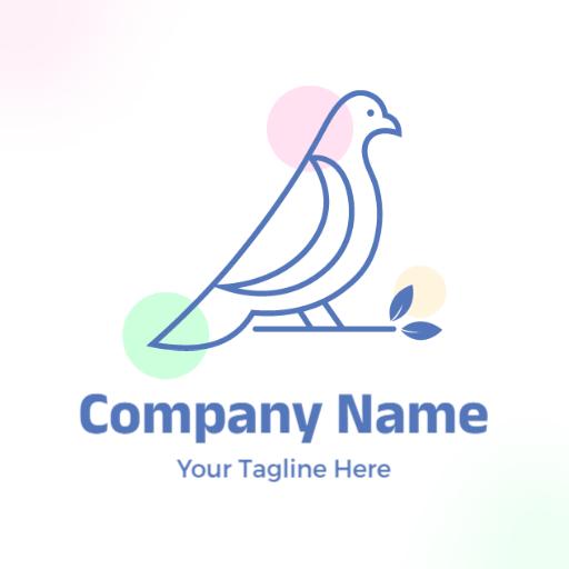Elegant Pigeon Design with Soft Pastel Colors Logo Template