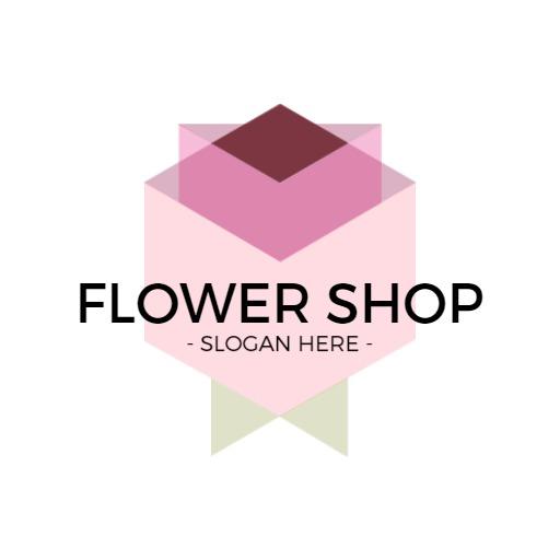 Elegant Pink Abstract Design Symbolizing Flower Shop Logo Template