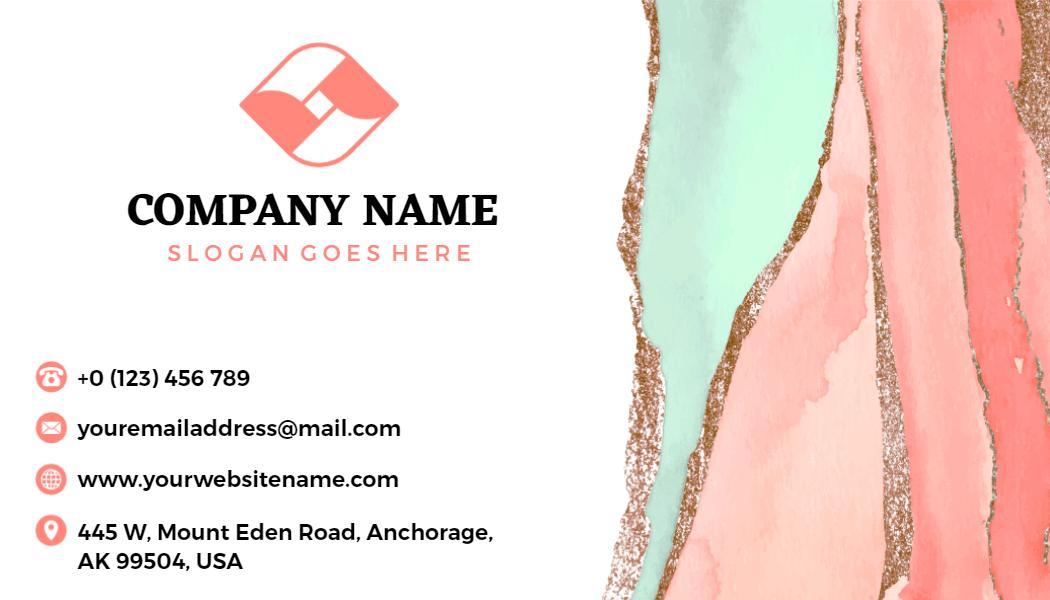 Elegant Pink and Aqua Resin Art Business Card Template