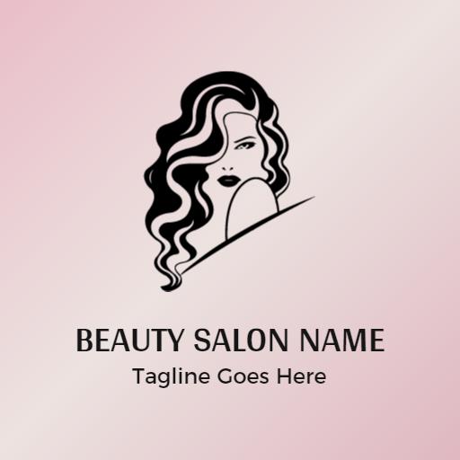 Elegant Pink and Black Hair Design for Beauty Salon Logo Template