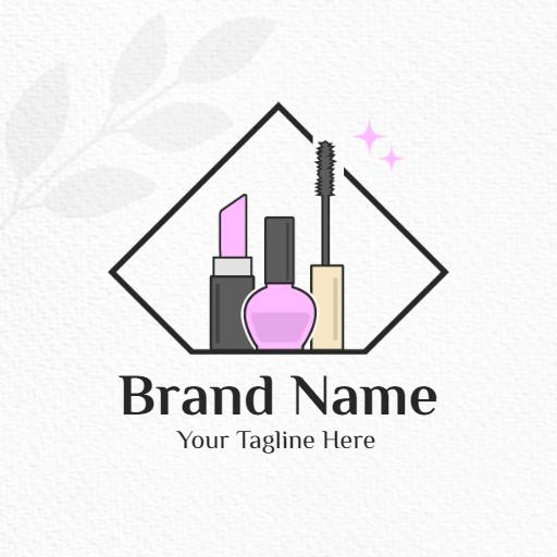 Elegant Pink and Black Makeup Essentials Display Logo Template