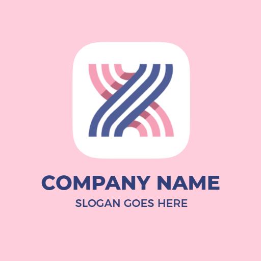 Elegant Pink and Blue Curved Lines for X Letter Logo Template
