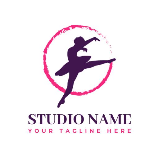 Elegant Pink and Purple Dance Studio Featuring Graceful Movements Logo Template