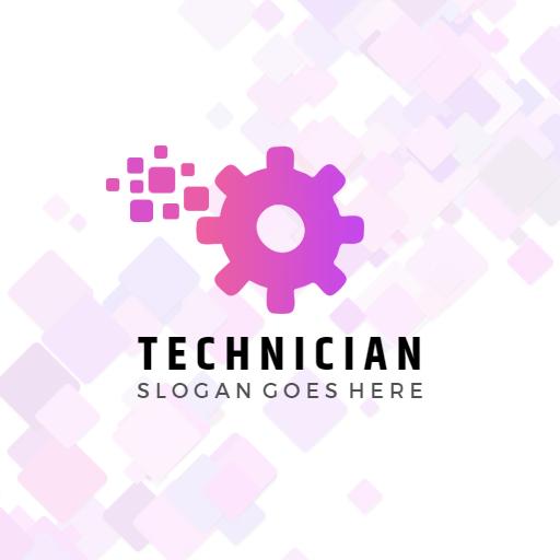 Elegant Pink and White Gear Design for Technical Branding Logo Template