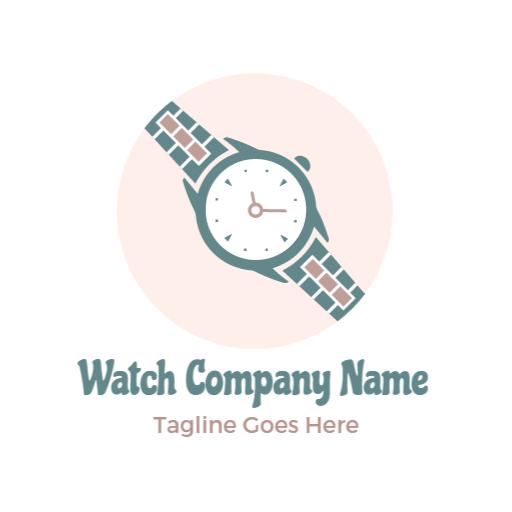 Elegant Pink Background Featuring Timeless Watch Design Logo Template