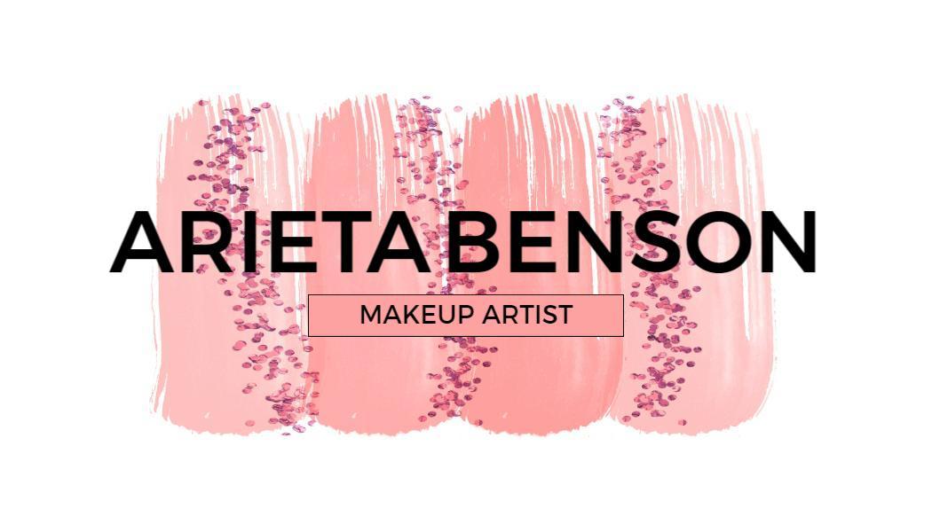 Elegant Pink Brush Stroke Makeup Artist Business Card Template
