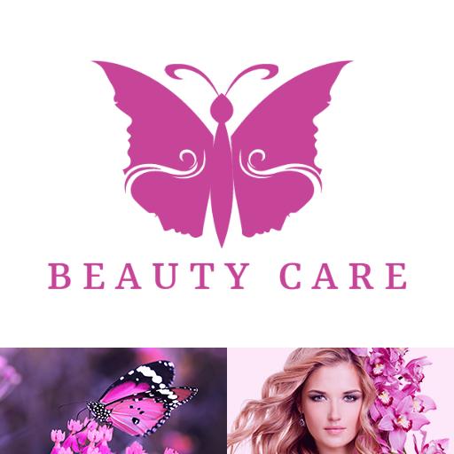 Elegant Pink Butterfly Design for Beauty Care Logo Template