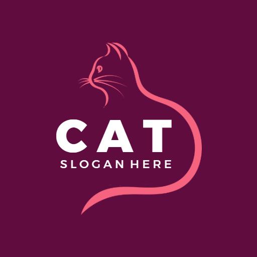 Elegant Pink Cat Illustration Emphasizing Pet Care Logo Template