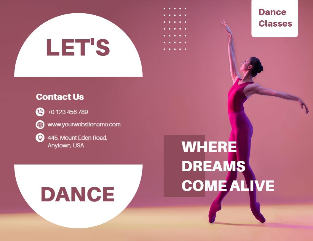 Elegant Pink Dance Class Registration and Information Brochure Template