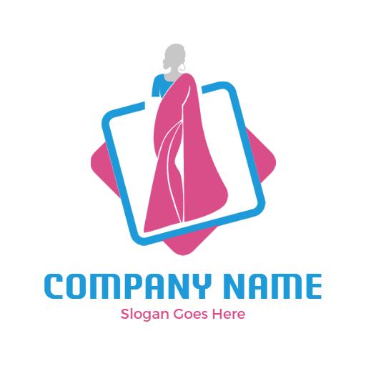 Elegant Pink Design Showcasing Traditional Saree Fashion Logo Template