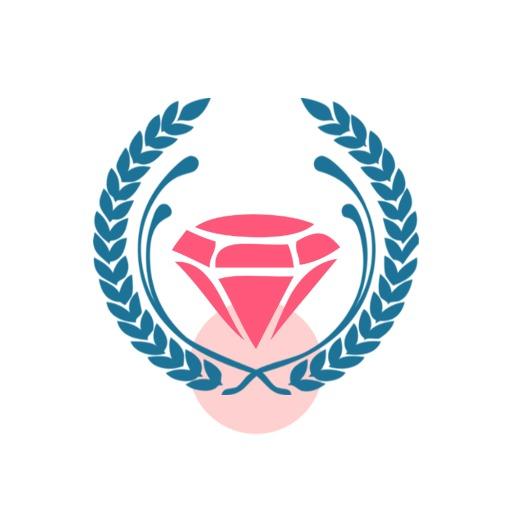 Elegant Pink Diamond Design Surrounded by Laurel Logo Template