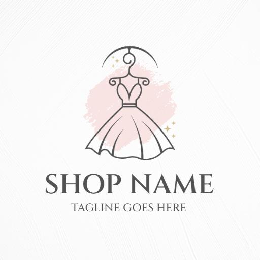 Elegant Pink Dress Illustration Showcasing Boutique Style Logo Template