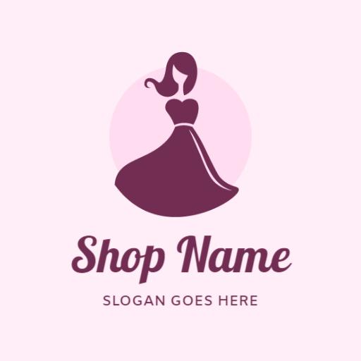 Elegant Pink Dress Silhouette Showcasing Boutique Style Logo Template