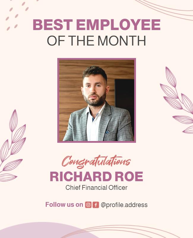 Elegant Pink Employee Recognition Award Poster Template
