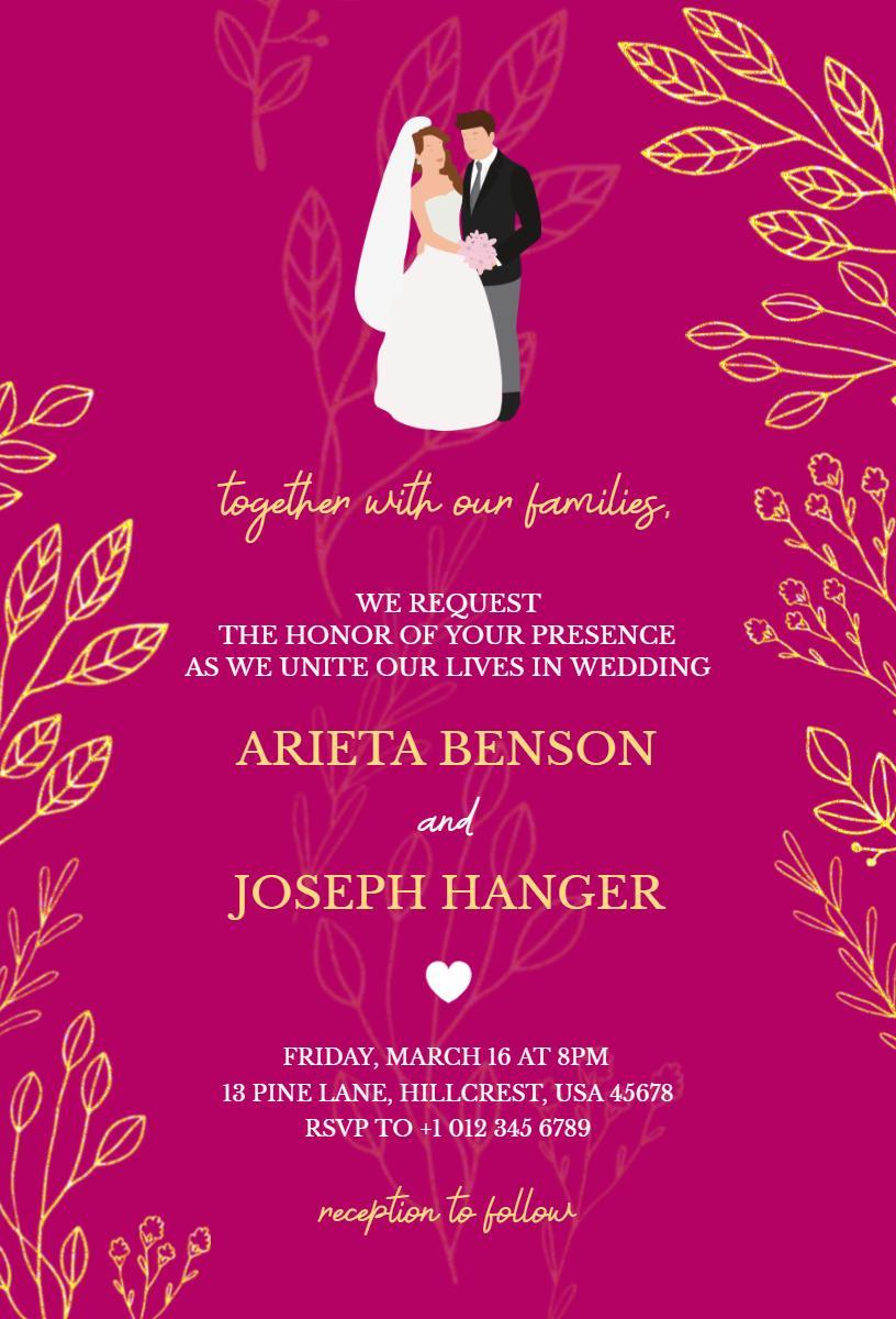 Elegant Pink Floral Wedding Celebration Invitation Template