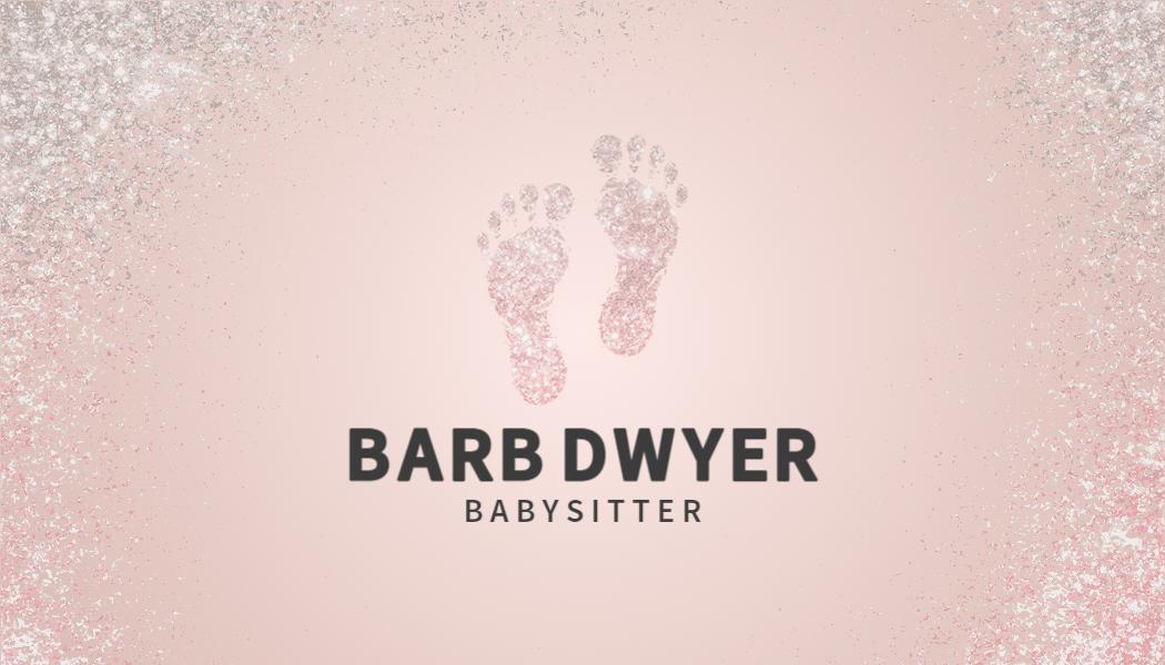 Elegant Pink Footprints Babysitting Business Card Template