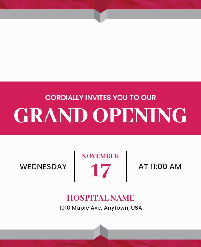 Elegant Pink Grand Opening Invitation Poster Template