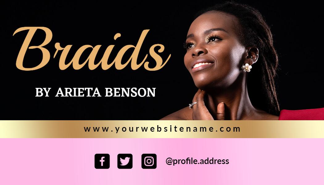 Elegant Pink Hair Braiding Business Card Template