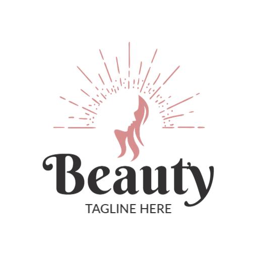 Elegant Pink Hair Silhouette Emphasizing Beauty Logo Template