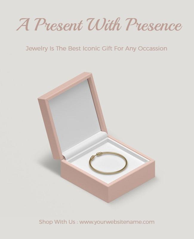 Elegant Pink Jewelry Gift Presentation Box Poster Template