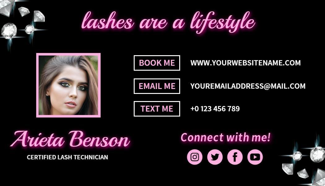 Elegant Pink Lash Technician Personal Business Card Template