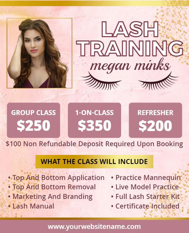 Elegant Pink Lash Training Course Promotion Poster Template
