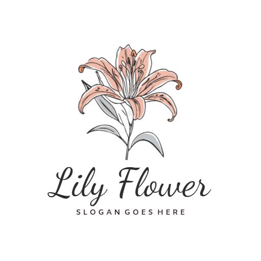 Elegant Pink Lily Flower Design Showcasing Natural Beauty Logo Template
