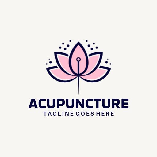 Elegant Pink Lotus Flower Design Represents Acupuncture Logo Template