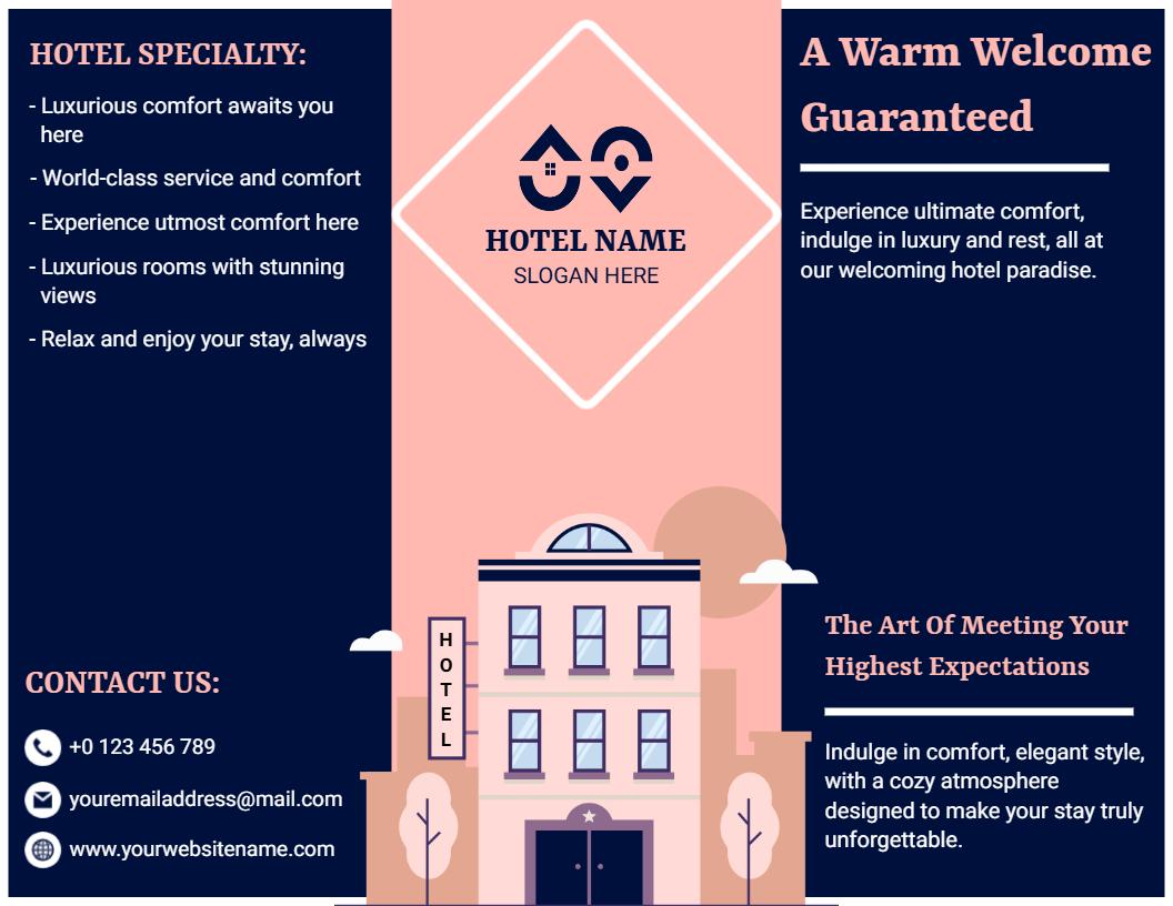 Elegant Pink Luxury Hotel Services and Accommodations Brochure Template