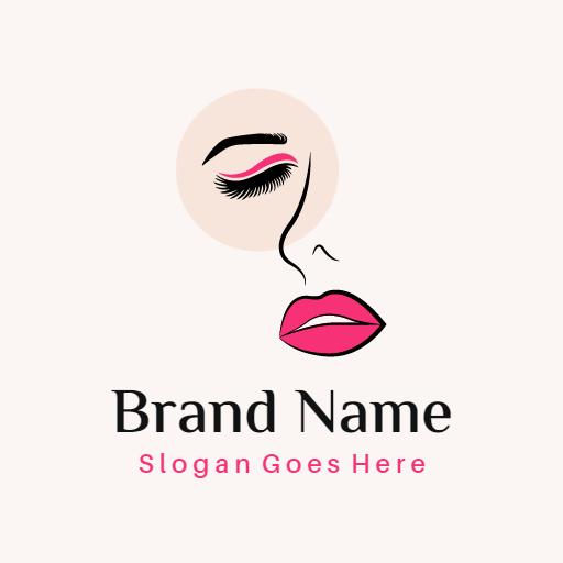 Elegant Pink Makeup Design Featuring Stylish Facial Beauty Logo Template