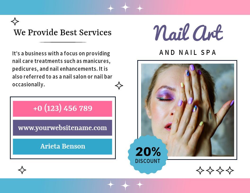 Elegant Pink Nail Art and Spa Services Promotion Brochure Template