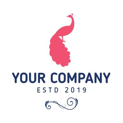 Elegant Pink Peacock Design Showcasing Company Identity Logo Template