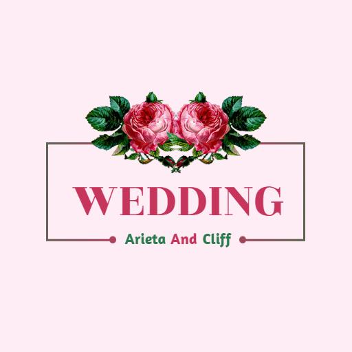 Elegant Pink Roses Highlighting Romantic Wedding Celebration Logo Template