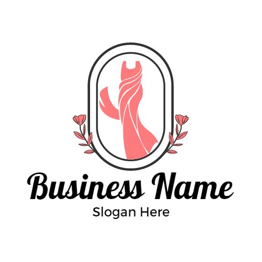 Elegant Pink Saree Design Featuring Floral Accents Logo Template