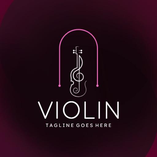 Elegant Pink Themed Violin Design for Music Industry Logo Template