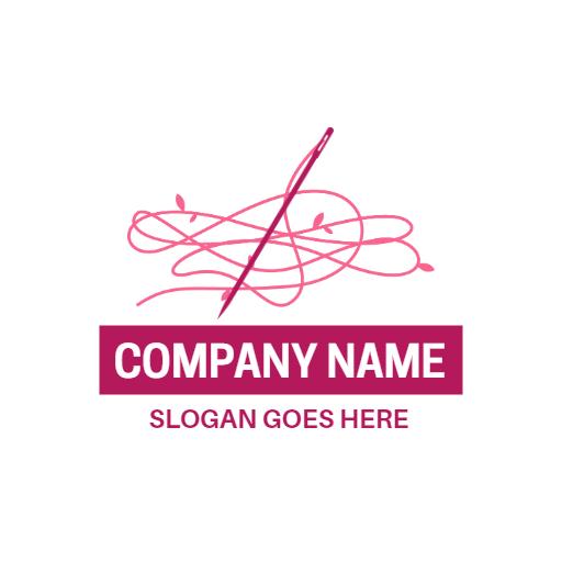Elegant Pink Thread and Needle Design for Embroidery Logo Template