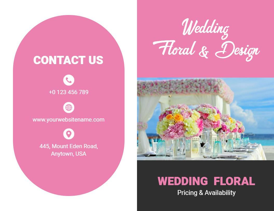 Elegant Pink Wedding Floral Design Services Brochure Template