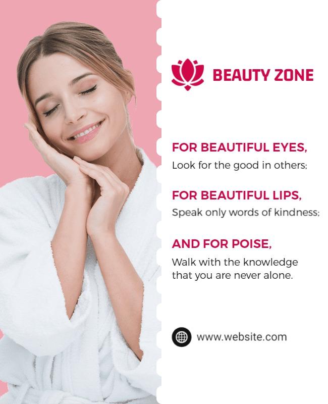 Elegant Pink Wellness Beauty Zone Inspirational Poster Template