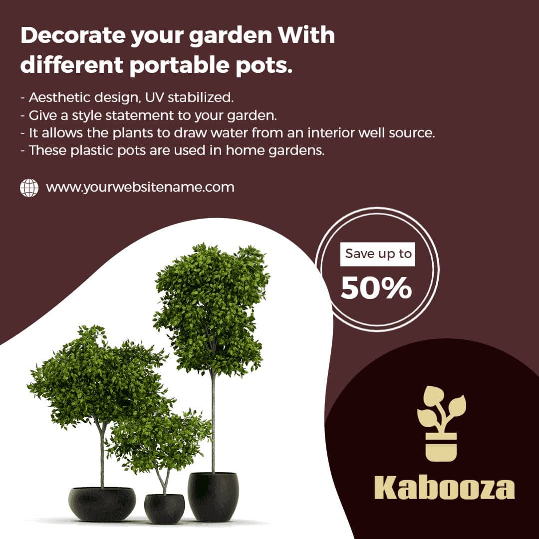 Elegant Portable Garden Pots for Stylish Outdoor Decor Ad Template