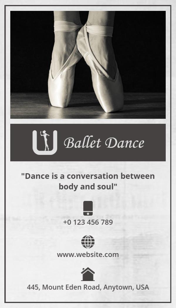 Elegant Portrait Ballet Dance Studio Business Card Template