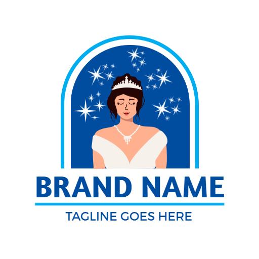 Elegant Princess in Sparkling Blue Background Logo Template